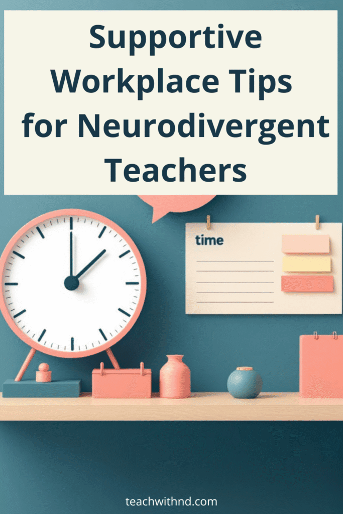 Minimalist vector image of a timer, sticky notes, and a calendar, representing time management tools for teachers with ADHD, in soothing colors and without any people.