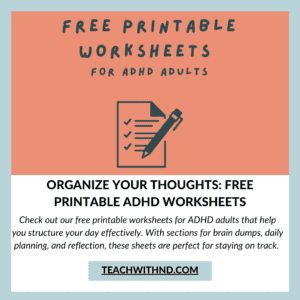 free printable worksheets for adhd adults freebie