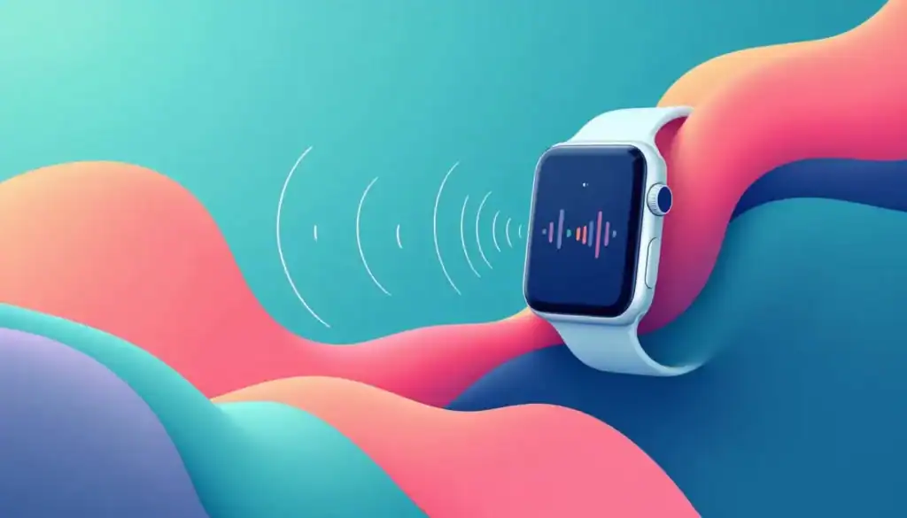 Apple Watch emitting haptic feedback waves, visually representing vibration reminders and alerts.