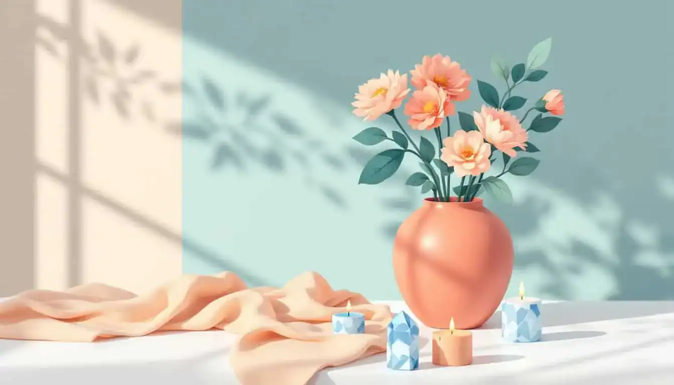 brightly lit room with sage walls, pink flowers in coral vase, best adhd calming routine