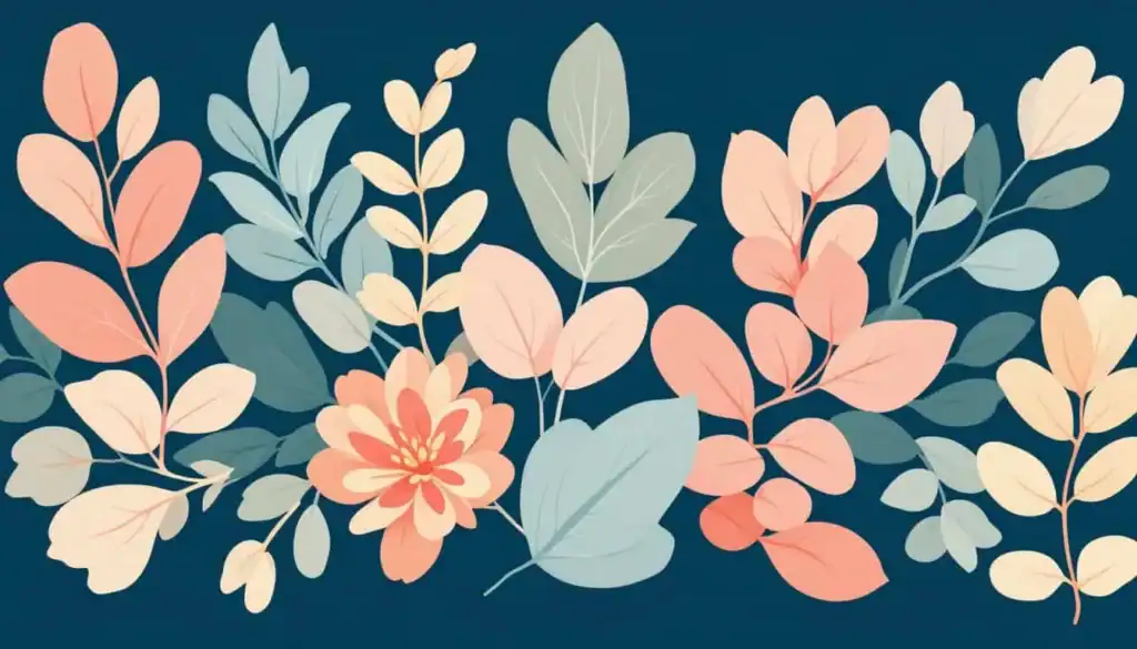 2d modern vector illustration of flowers on dark navy background, organizing space, adhd calming methods