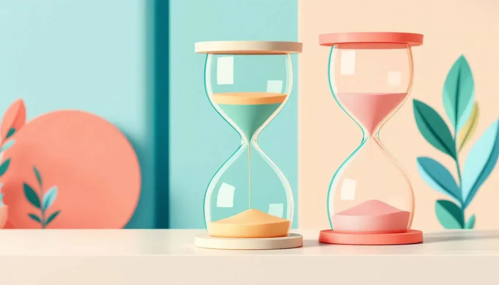yellow and peach sand timers illustrations of adhd time managment for focused lesson planning