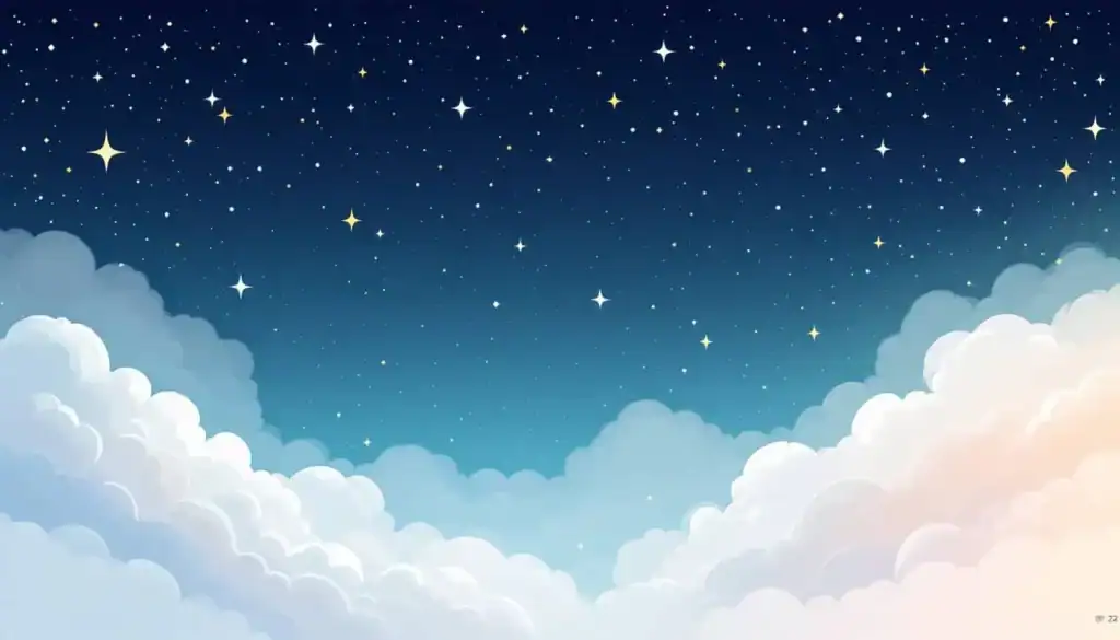 celestial sky with puffy white clouds and stars, adhd calming methods