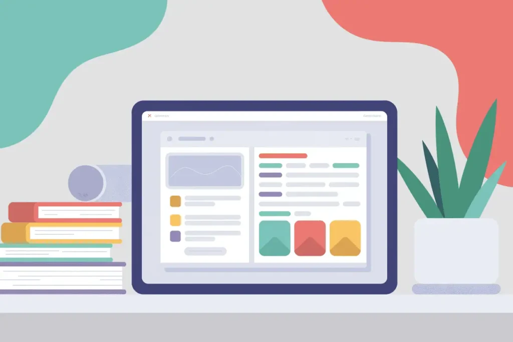 digital planner with colorful sections and icons