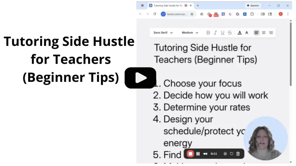 tutoring side hustles for beginners title, Eileen Guevara speaking, text on screen