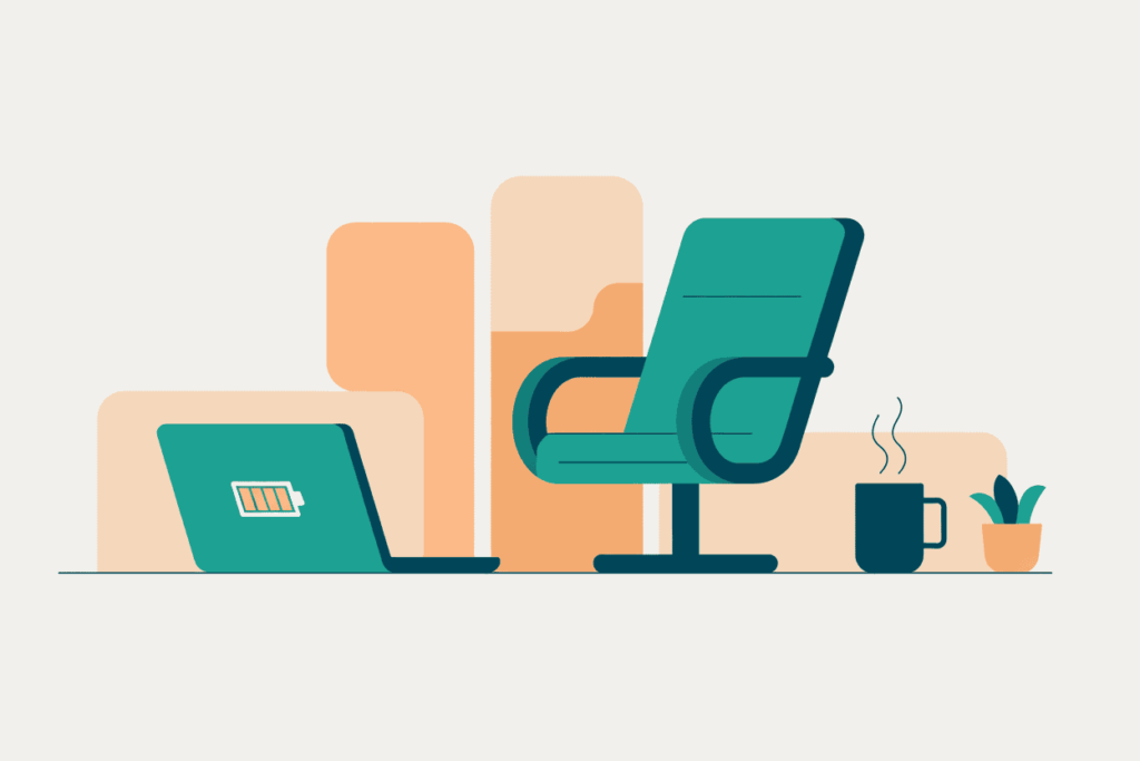 Why Teachers Need Side Hustles 9 Vector of a laptop with books and cup — symbolic of teachers balancing education and side income.