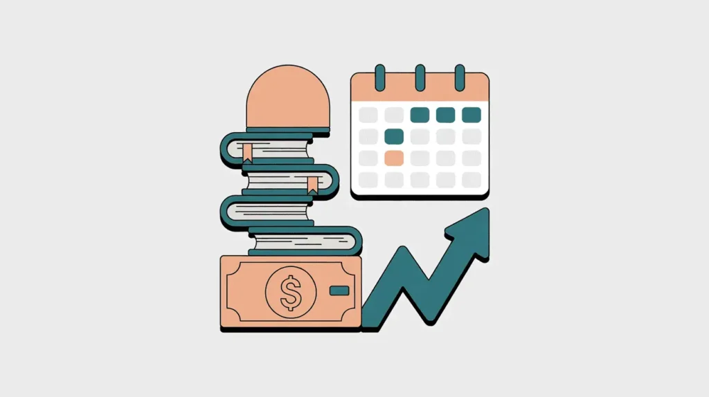 Abstract vector of financial growth with upward arrow — symbolizing quiet, remote side income.

