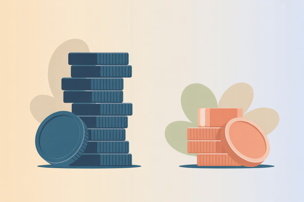 Stack of coins and cash representing extra income ideas and side hustles that pay well for teachers