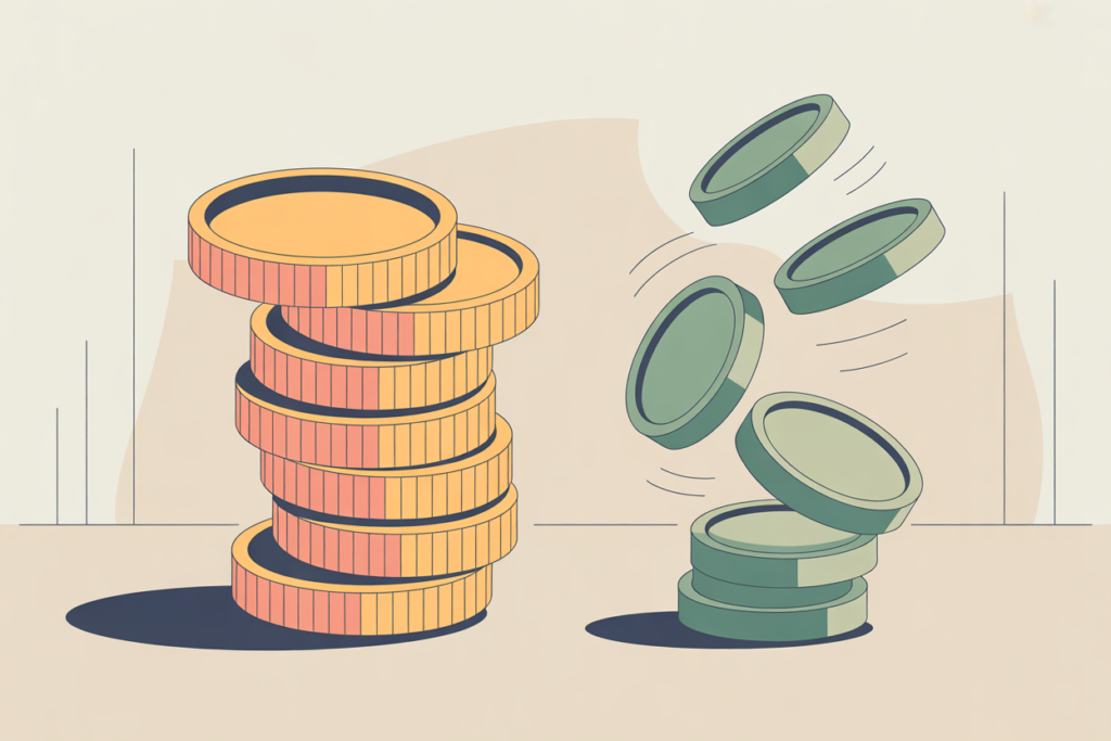 Stacks of gold and green coins and side hustles that pay well for teachers